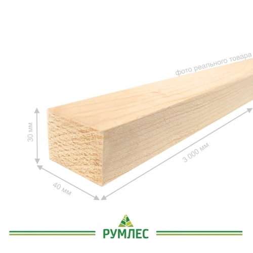 картинка Брусок строганый камерной сушки 30*40*3000мм сорт АВ ель/сосна от магазина Румлес