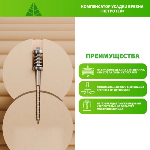 картинка Компенсатор усадки бревна 10*200мм оцинкованая сталь ГОСТ 380-94 горячекатаная от магазина Румлес