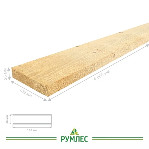 картинка Доска обрезная 25*100*4000мм 1-3 сорт (ГОСТ 8486-86) естественной влажности хвойные породы от магазина Румлес