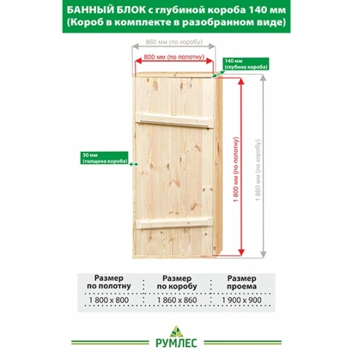 картинка Банный блок хвоя 1800*800мм (глубина короба 140мм) сорт АВ от магазина Румлес