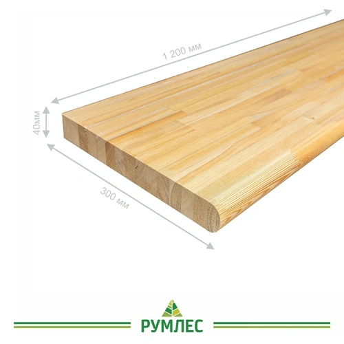 картинка Ступень 40*300*1200мм Лиственница сорт A сращенная (с фаской) от магазина Румлес