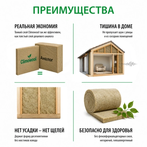картинка Утеплитель Knauf Climowool плита 50*600*1250мм (16 плит/уп, Λ0.035, S12м²) от магазина Румлес