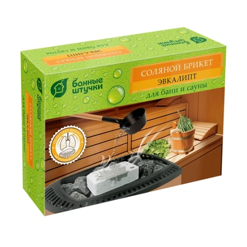 картинка Соляной брикет с травами Эвкалипт 1300г для бани и сауны Банные штучки от магазина Румлес