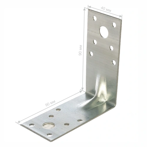 картинка Уголок крепежный усиленный 90*90*40*2мм оцинкованный от магазина Румлес