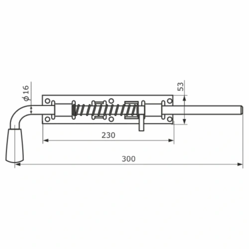 картинка Засов с пружиной ЗСП-300мм мод.2 черный Домарт от магазина Румлес