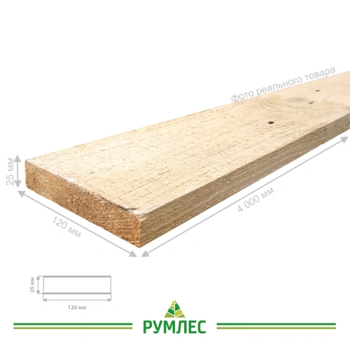 картинка Доска обрезная 25*120*4000мм 3-4 сорт ТУ естественной влажности хвойные породы от магазина Румлес