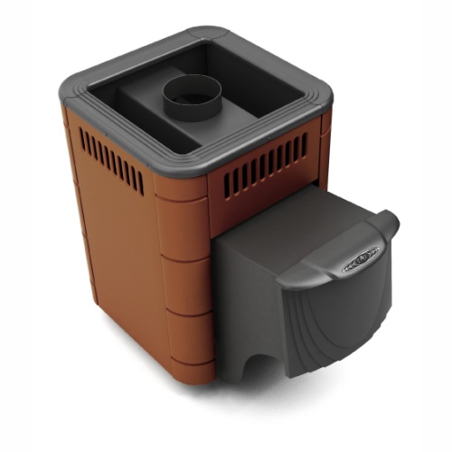 картинка Печь банная каменка Оса Carbon с дверцей антрацит, терракота (камни 25кг/4мм сталь/до 9м³) от магазина Румлес