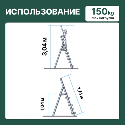 картинка Стремянка алюминиевая широкие ступени Новая Высота 5 ступеней 1117105 от магазина Румлес