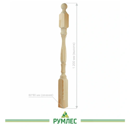 картинка Столб начальный 80*80*1200мм №13 Сосна сорт Экстра сращенный от магазина Румлес