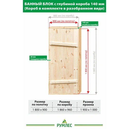 картинка Банный блок хвоя 1800*900мм (глубина короба 140мм) сорт АВ от магазина Румлес
