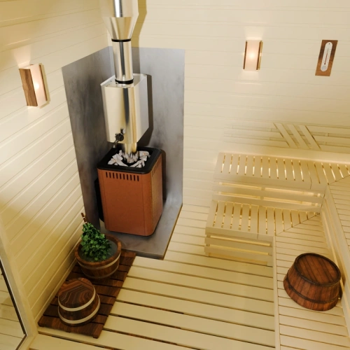 картинка Печь банная каменка Оса Carbon с дверцей антрацит, терракота (камни 25кг/4мм сталь/до 9м³) от магазина Румлес