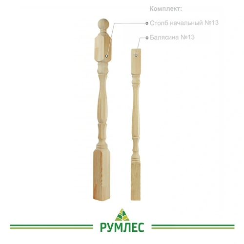 картинка Балясина 50*50*900мм №13 Сосна сорт Экстра сращенная от магазина Румлес