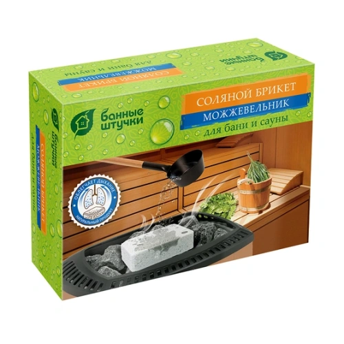 картинка Соляной брикет с травами Можжевельник 1300г для бани и сауны Банные штучки от магазина Румлес