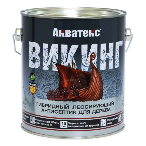 картинка Гибридный лессирующий антисептик для дерева Акватекс Викинг палисандр 2.5л от магазина Румлес