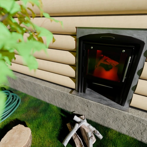 картинка Печь банная каменка Гейзер 2014 inox Витра с закрытой каменкой, антрацит (камни 63кг/до 18м³) от магазина Румлес