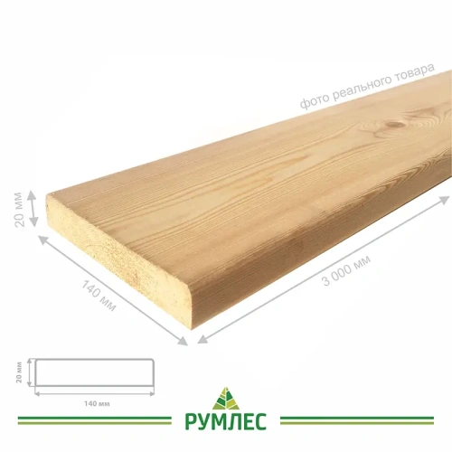 картинка Планкен прямой 20*140*3000мм сорт АВ лиственница, фаска с одной стороны от магазина Румлес