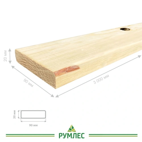 картинка Доска строганая камерной сушки 20*90*3000мм сорт С ель/сосна (с фаской на углах) от магазина Румлес