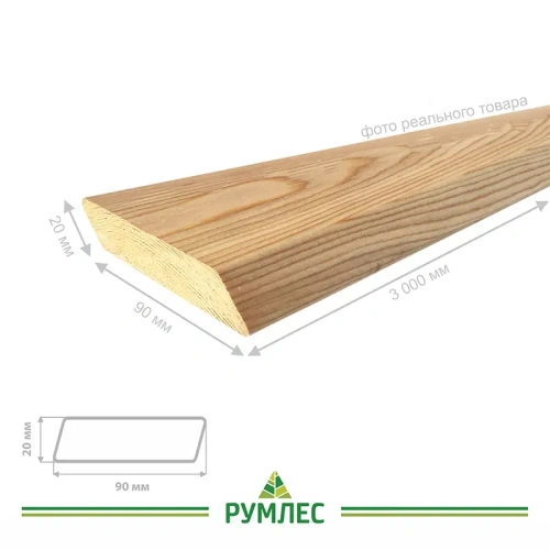 картинка Планкен скошенный 20*90*3000мм сорт АВ лиственница от магазина Румлес