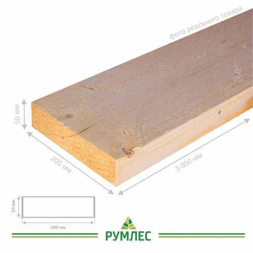 картинка Доска обрезная камерной сушки 50*200*3000мм ель/сосна 1-2 сорт дисковый распил (10-18%) от магазина Румлес