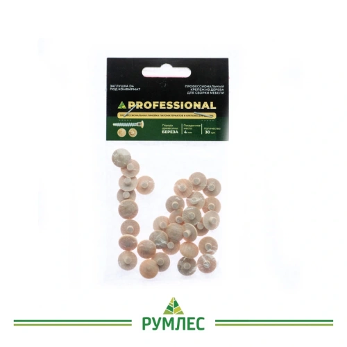 картинка Заглушка под конфирмат ПРОФЕССИОНАЛ D4мм береза (30шт/уп) от магазина Румлес
