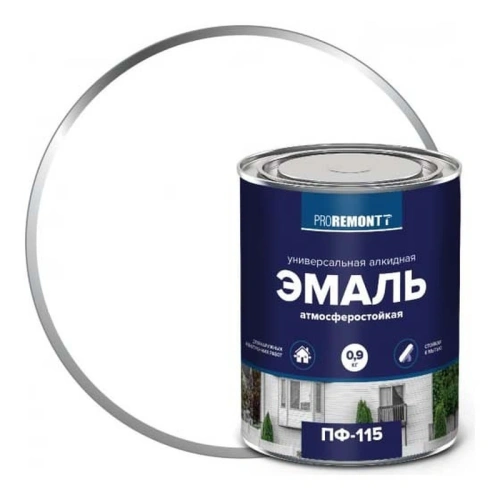 картинка Эмаль ПФ-115 белая глянцевая 0.9 кг Proremontt от магазина Румлес