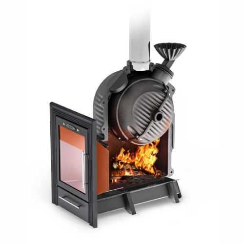 картинка Печь банная Черная жемчужина Люмина Плюс с чугун. закр. каменкой антрацит (10мм чугун/до 20м³) от магазина Румлес