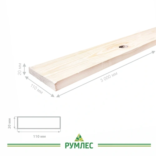 картинка Доска строганая камерной сушки 20*110*3000мм сорт С ель/сосна от магазина Румлес