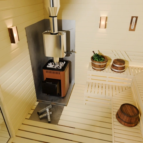 картинка Печь банная каменка Оса Carbon с дверцей антрацит, терракота (камни 25кг/4мм сталь/до 9м³) от магазина Румлес