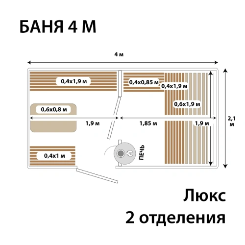 картинка Баня-бочка 4м Два отделения цвет Имбирь Комплектация ЛЮКС от магазина Румлес