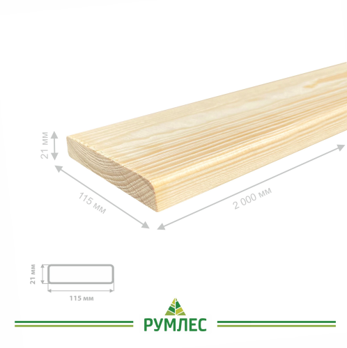 картинка Доска строганая камерной сушки 21*115*2000мм сорт АВ ель/сосна (с фаской на углах) от магазина Румлес