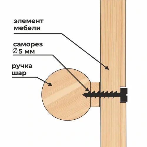 картинка Ручка шар №2 35мм сосна (2шт.уп) от магазина Румлес