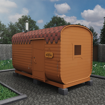 картинка Баня-бочка 4м Два отделения цвет Имбирь Комплектация ЛЮКС от магазина Румлес