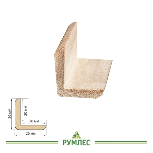 картинка Угол наружный липа 26*26*1800мм сорт А цельный от магазина Румлес