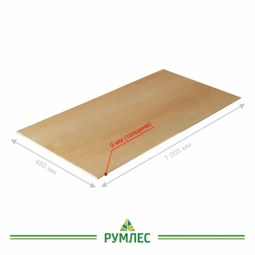 картинка Фанера ФСФ Полоса 9*480*1005мм сорт 2/3 шлифованная/без сучков на лицевой стороне от магазина Румлес