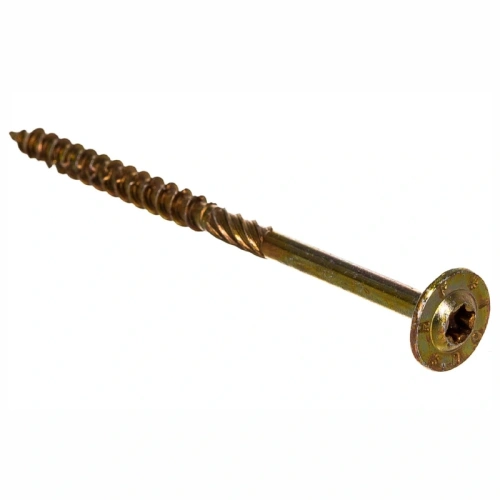 картинка Саморез по дереву тарельчатая голова 8*100мм Тorx40 желтый цинк от магазина Румлес