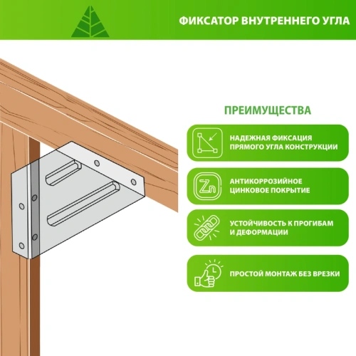 картинка Фиксатор внутреннего угла 125*125*175*1мм оцинкованный от магазина Румлес