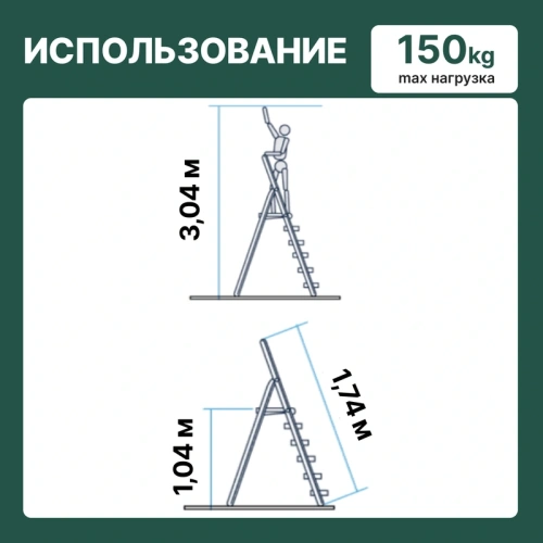 картинка Стремянка алюминиевая Новая Высота 5 ступеней 1111105 от магазина Румлес
