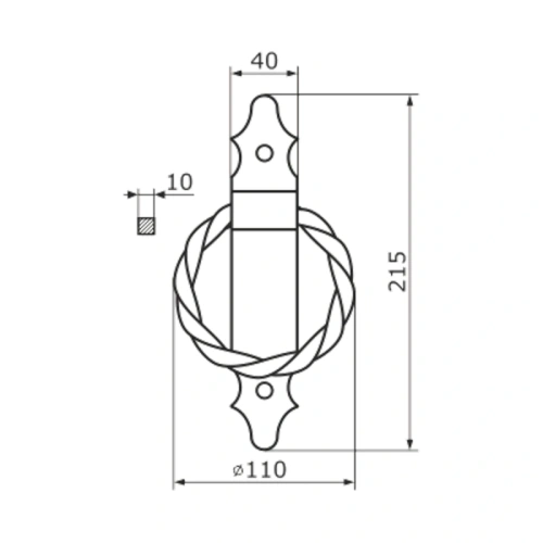 картинка Ручка-кольцо РК-110 мод.1 кованая черная серия Ярославль от магазина Румлес