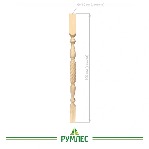 картинка Балясина 60*60*900мм №9 Сосна сорт Экстра сращенная от магазина Румлес