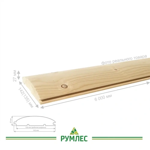 картинка Блок-хаус ель/сосна 27*142(135)*6000мм сорт АВ Архангельск от магазина Румлес