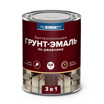 картинка Грунт-эмаль 3в1 быстросохнующая серая матовая Proremontt 0.8кг от магазина Румлес