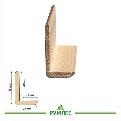 картинка Угол наружный липа 26*45*1800мм сорт А цельный от магазина Румлес