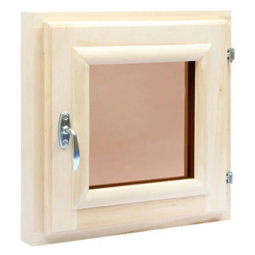 картинка Форточка банная липа (тонированное двойное стекло, фурнитура хром) 400*400мм от магазина Румлес