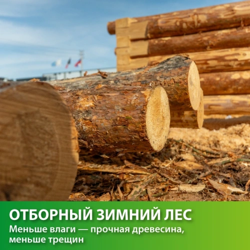 картинка Сруб нестроганый 6*6м высота 2,5м D24-26см из зимнего леса, рубка в лапу от магазина Румлес