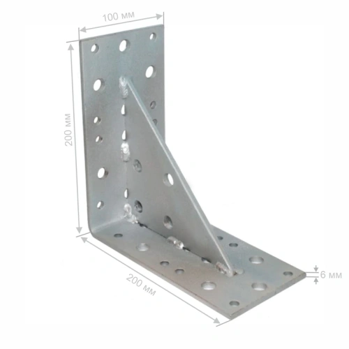 картинка Уголок 200*200*100*6мм с ребром жесткости от магазина Румлес