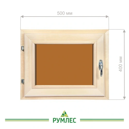 картинка Форточка банная липа (тонированное двойное стекло, фурнитура хром) 400*500мм от магазина Румлес