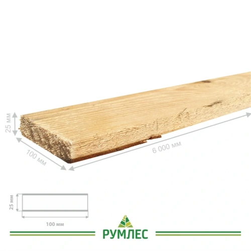 картинка Доска обрезная 25*100*6000мм 3-4 сорт ТУ естественной влажности хвойные породы от магазина Румлес
