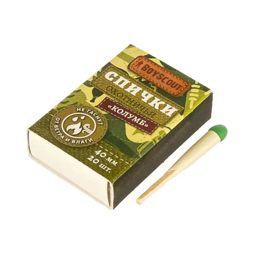 картинка Спички BOYSCOUT Колумб 40мм 20шт не гаснут от ветра и влаги от магазина Румлес