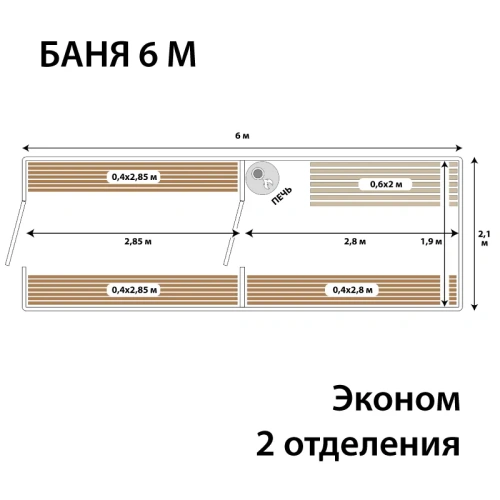 картинка Баня-бочка 6м Два отделения Комплектация ЭКОНОМ от магазина Румлес