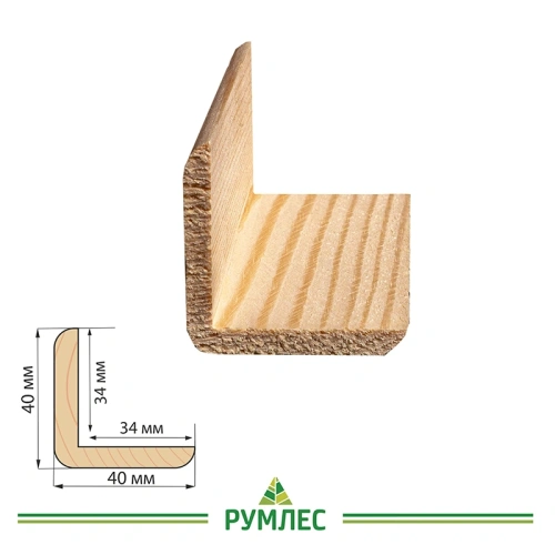 картинка Угол наружный сосна 40*40*3000мм сорт Экстра сращенный от магазина Румлес